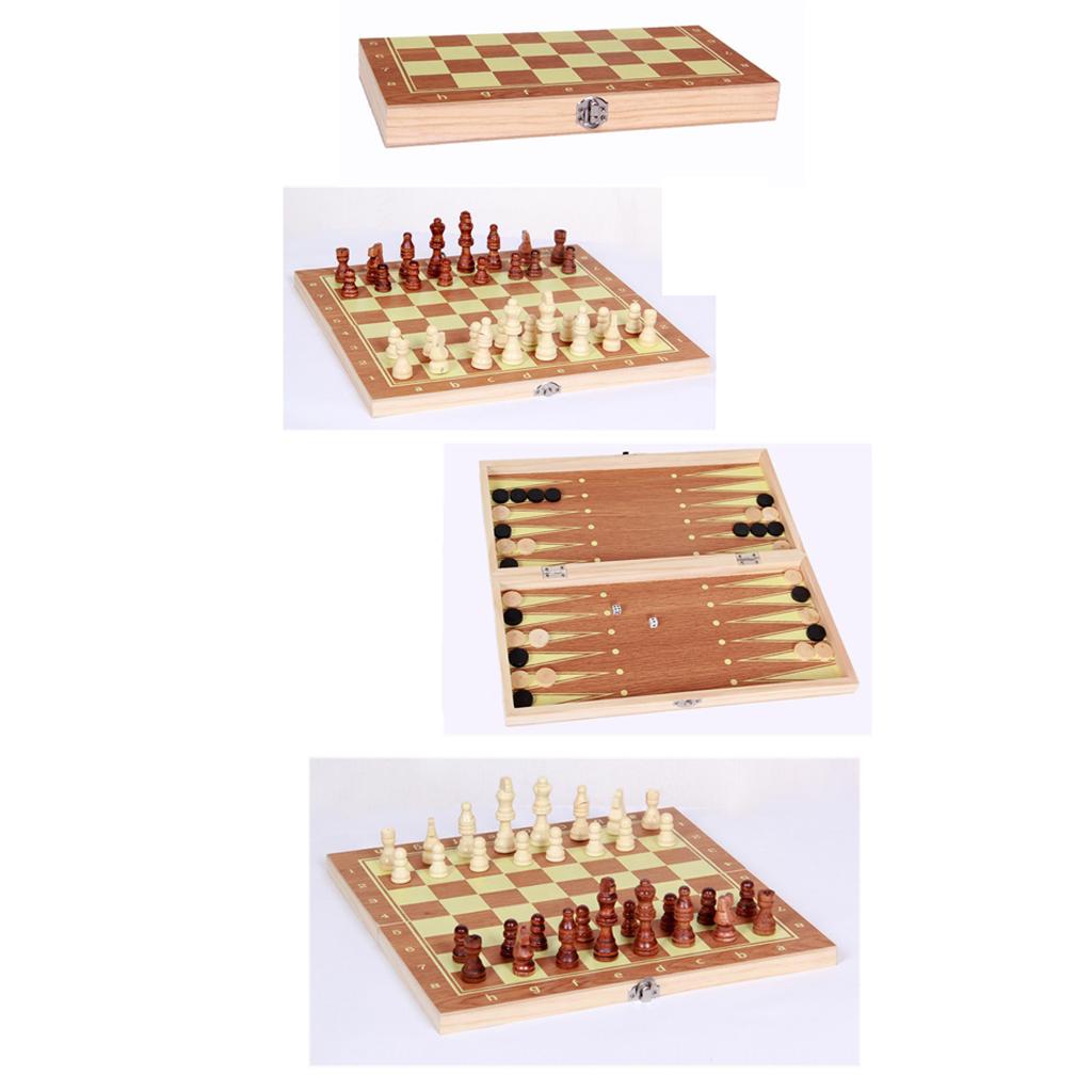 Travel Chess Game 3 in 1 Chessboard Backgammon Set for Adults Children, Folding